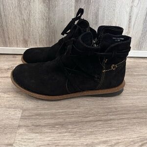 BORN Tarkiln Suede Leather Ankle Boot Women's 8.5 Black Rustic Granola Boho